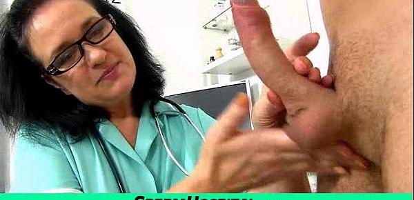  CFNM handjob at hospital feat. stockings lady Danielle